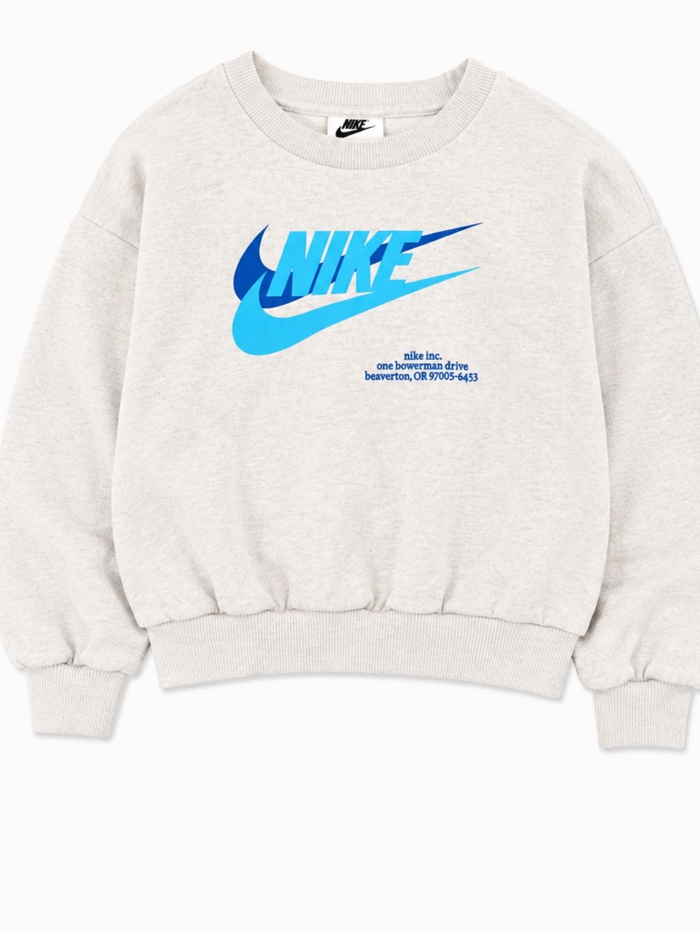 Nike Light Gray Crewneck Sweatshirt with Blue Logo